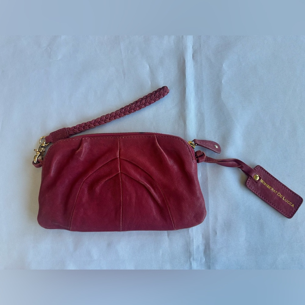 Monserat De Lucca Elegant Maroon Red Wristlet